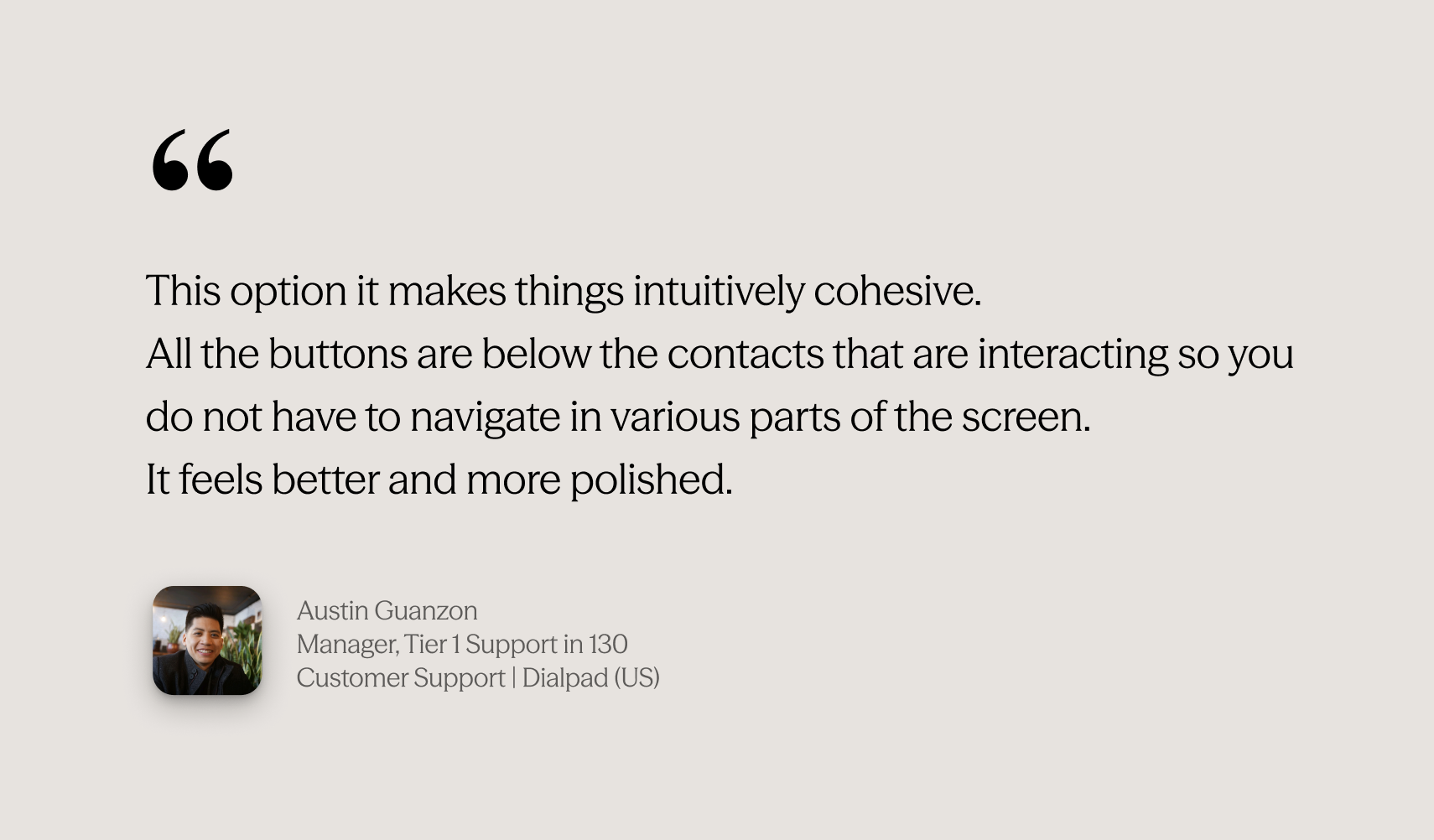 Customer feedback — Austin Guanzon